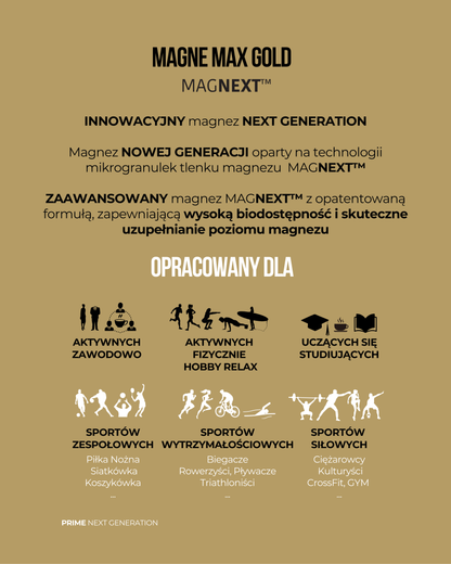 MAGNEZ 400 mg na zmęczenie, mięśnie i układ nerwowy | MAGNE MAX GOLD MAGNEXT™