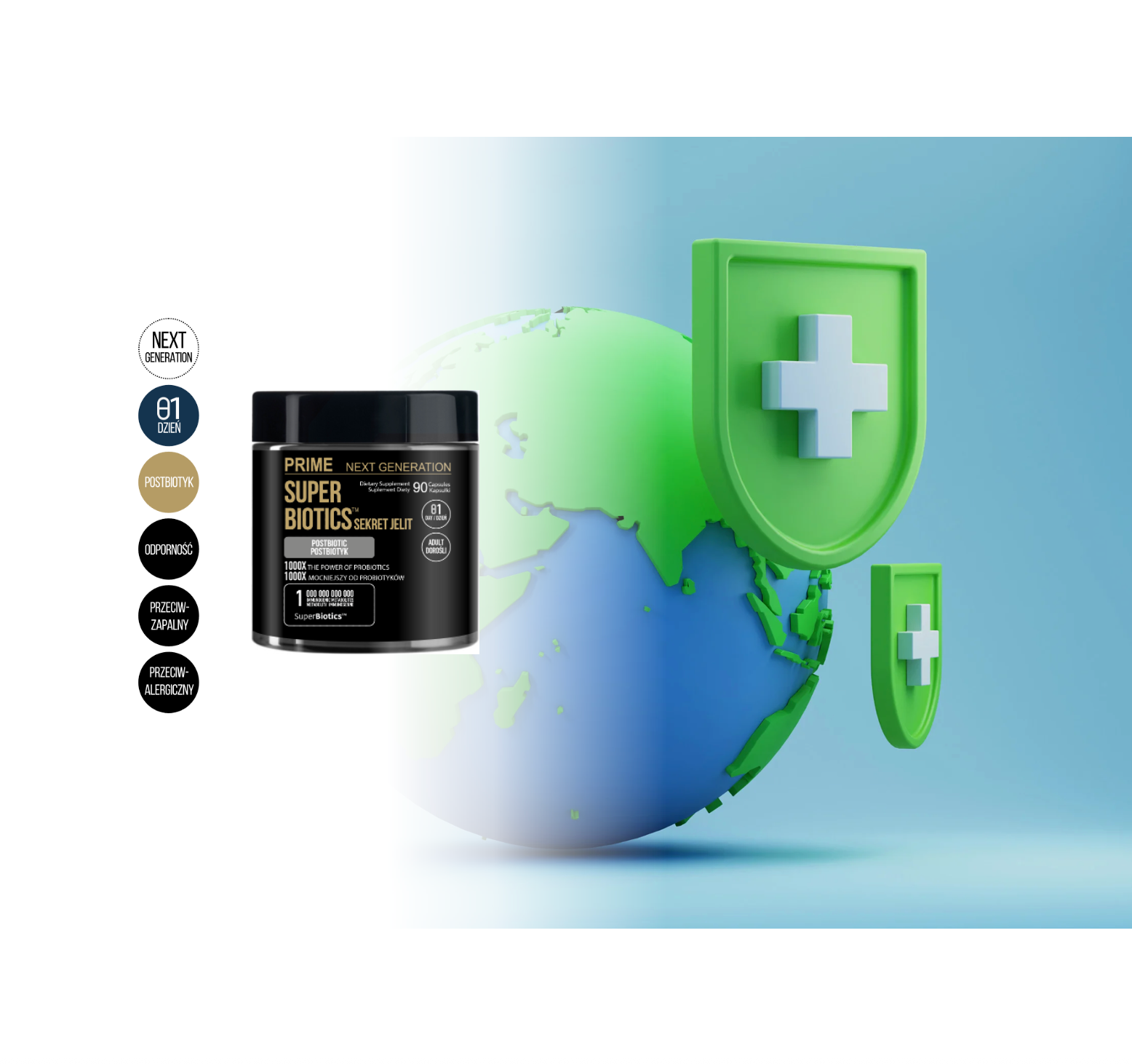 POSTBIOTYK na jelita i odporność  z witaminą D3 i B9 | SUPER BIOTICS™ | 550 mg